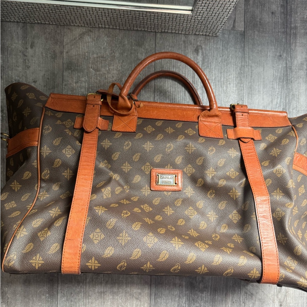 Carlo Rino Classic Brown Duffel Bag leather strass